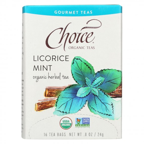 Choice Organic Gourmet Herbal Tea - Licorice Mint - Case Of 6 - 16 Count