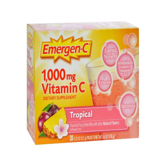 Alacer Emergen-c Vitamin C Fizzy Drink Mix Tropical - 1000 Mg - 30 Packets