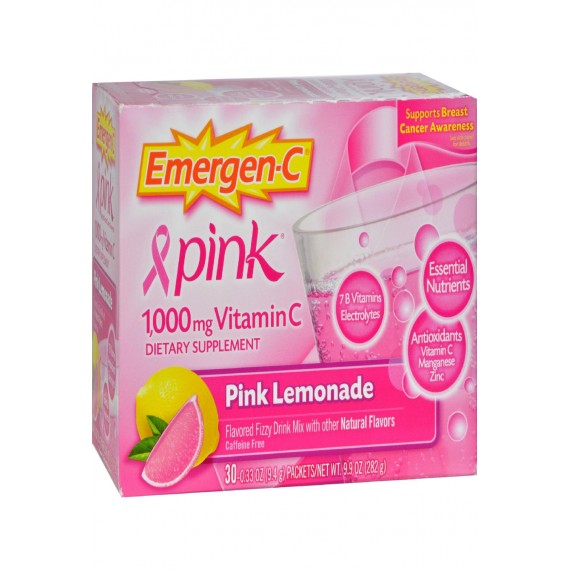 Alacer Emergen-c Vitamin C Fizzy Drink Mix Pink Lemonade - 1000 Mg - 30 Packets