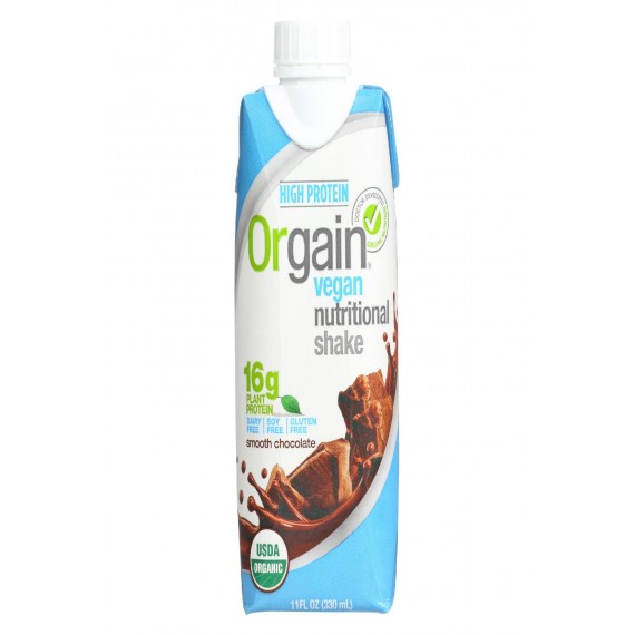 Orgain Organic Vegan Nutritional Shakes - Smooth Chocolate - Case Of 12 - 11 Fl Oz.