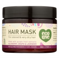 Ecolove Hair Mask - Purple Fruit Hair Mask For Colored And Very Dry Hair - Case Of 1 - 11.8 Oz.