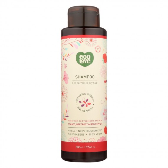 Ecolove Shampoo - Red Vegetables Shampoofor Normal To Oily Hair - Case Of 1 - 17.6 Fl Oz.