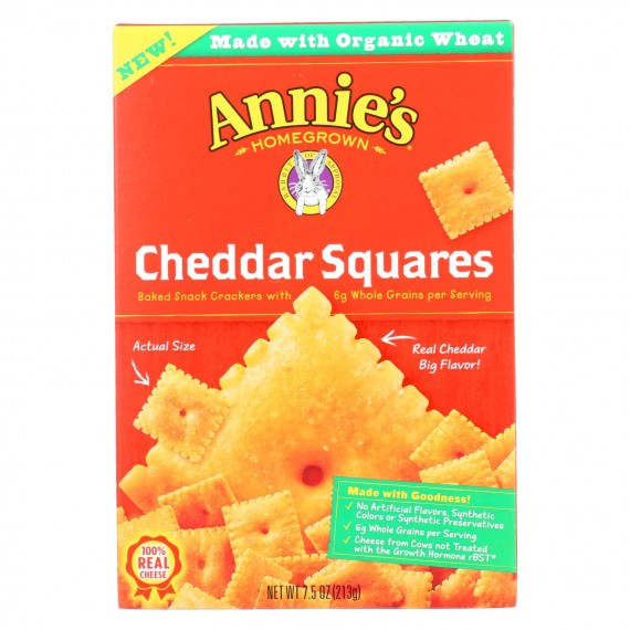Annie's Homegrown - Cracker Chedder Sqrs - Case Of 12-7.5 Oz.