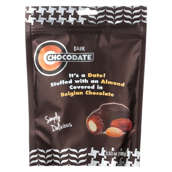 Chocodate - Date And Almond - Dark Chocolate - Case Of 12 - 3.53 Oz.