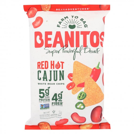 Beanitos - White Bean Chips - Red Hot Cajun - Case Of 6 - 4.5 Oz.