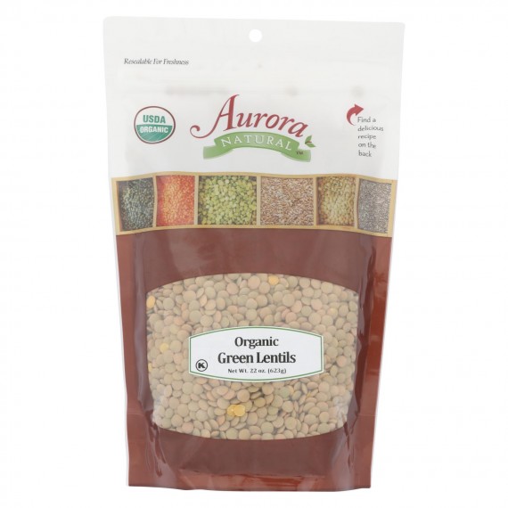 Aurora Natural Products - Organic Green Lentils - Case Of 12 - 22 Oz.