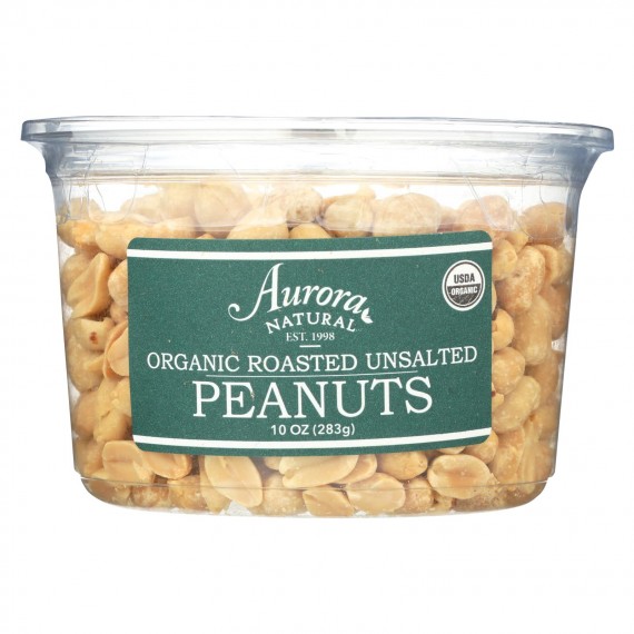 Aurora Natural Products - Organic Roasted Unsalted Peanuts - Case Of 12 - 10 Oz.