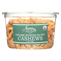 Aurora Natural Products - Organic Roasted Salted Cashews - Case Of 12 - 9 Oz.
