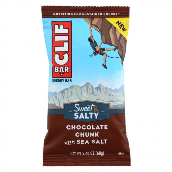 Clif Bar - Sweet And Salty Energy Bar - Chocolate Chunk With Sea Salt - Case Of 12 - 2.4 Oz.