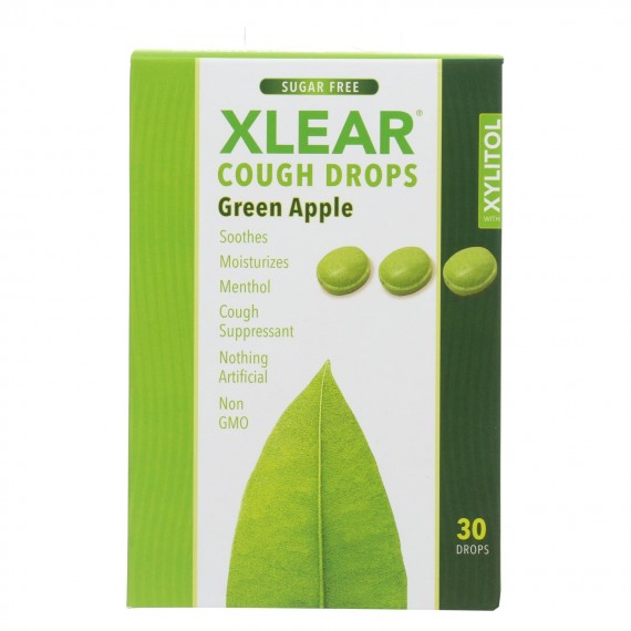 Xlear - Throat Drops Green Apple - 30 Ct
