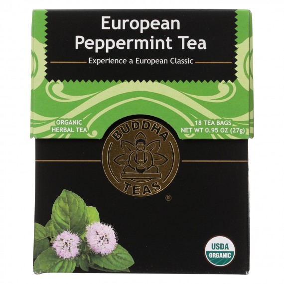 Buddha Teas - Organic Tea - European Peppermint - Case Of 6 - 18 Bags