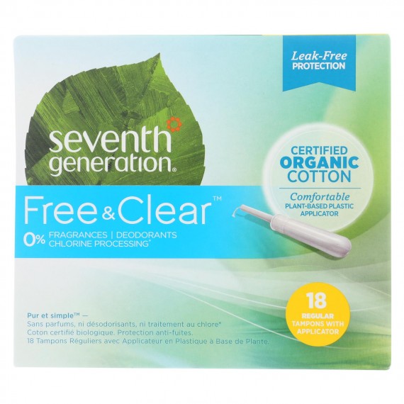 Seventh Generation - Free And Clear Tampons With Applicator - Regular - Case Of 6 - 18 Count