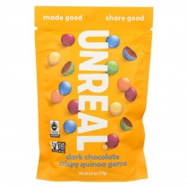 Unreal - Crispy Quinoa Chocolate Gems - Dark Chocolate - Case Of 6 - 5 Oz.