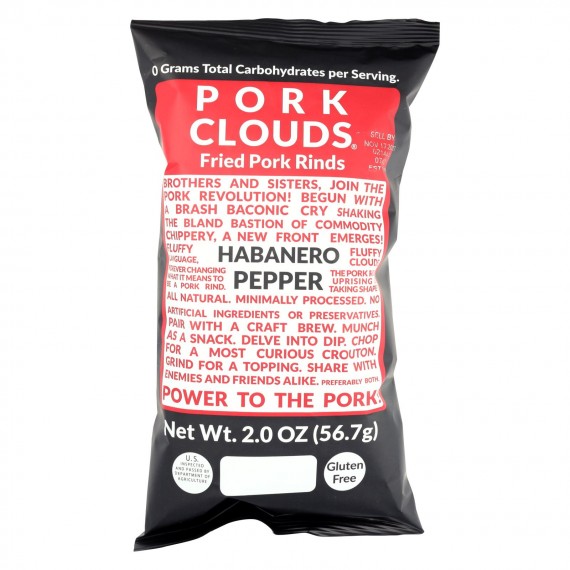 Pork Clouds - Pork Skin - Habanero Pepper - Case Of 10 - 2 Oz.