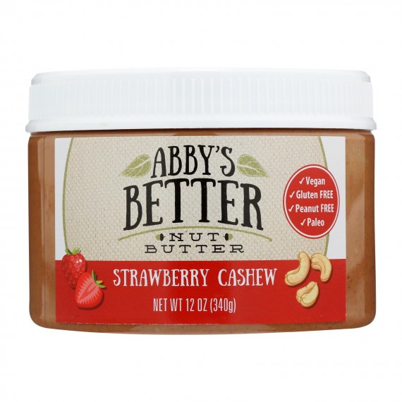 Abby's Better Nut Butter - Strawberry Cashew Nut Butter - Case Of 6 - 12 Oz.