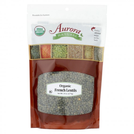 Aurora Natural Products - Organic Lentils - French - Case Of 12 - 24 Oz.