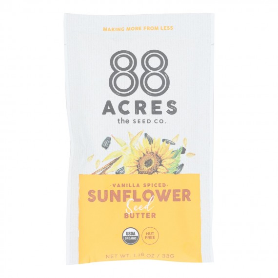 88 Acres - Seed Butter - Organic Vanilla Spice Sunflower - Case Of 10 - 1.16 Oz.