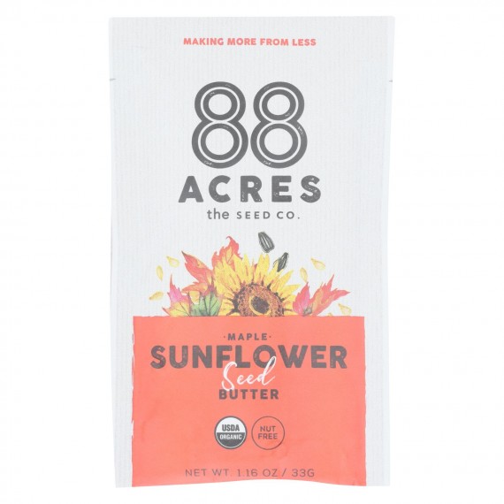 88 Acres - Seed Butter - Organic Maple Sunflower - Case Of 10 - 1.16 Oz.