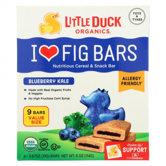 Little Duck Organics - Fig Bars - Blueberry Kale - Case Of 8 - 9/0.67 Oz.