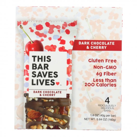 This Bar Saves Lives - Bar Dark Chocolate Cherry 4 Pack - Case Of 8 - 5.64 Oz.