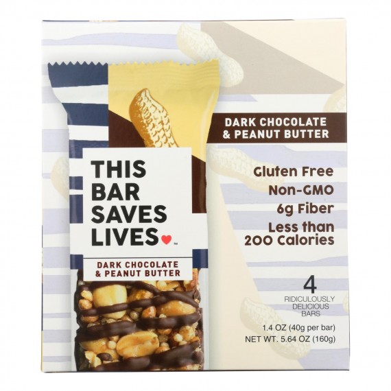 This Bar Saves Lives - Bar Dark Chocolate Peanut Butter 4 Pack - Case Of 8 - 5.64 Oz.