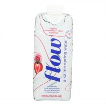 Flow Alkaline Spring Water, Organic Strawberry + Rose - Case Of 12 - 500 Ml