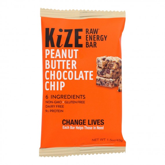 Kize Concepts - Energy Bar Raw Peanut Butter Chocolate Chip - Case Of 10-1.5oz