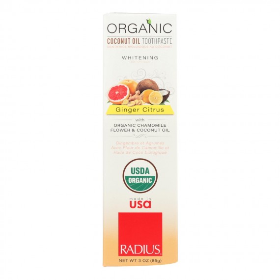 Radius Whitening Ginger Citrus With Coconut Oil Toothpaste - 1 Each - 3 Oz