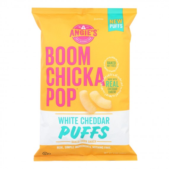Angie's Kettle Corn - Puffs - White Cheddar - Case Of 12 - 6 Oz.