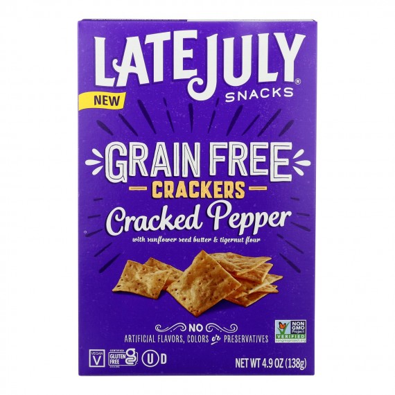 Late July Snacks - Crackers Cracked Pepper Grain Free - Case Of 6 - 4.9 Oz