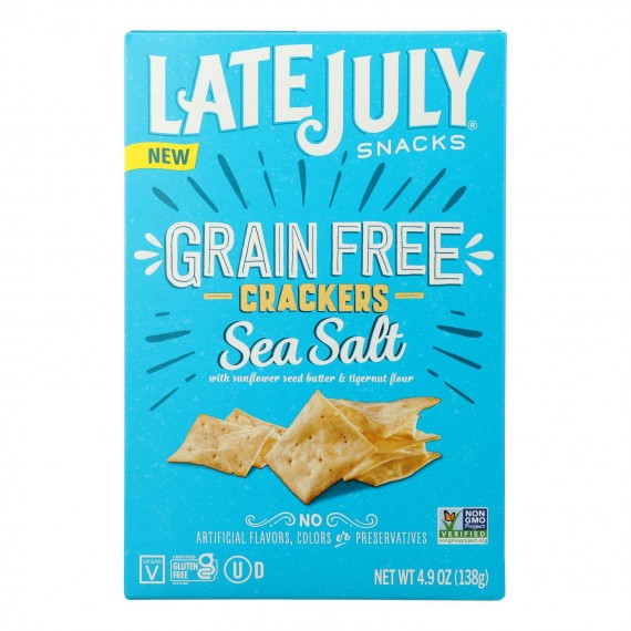 Late July Snacks - Crackers Sea Salt Grain Free - Case Of 6 - 4.9 Oz