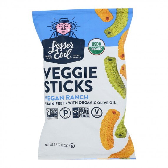 Lesser Evil - Veggie Sticks Vegan Ranch - Case Of 9 - 4.5 Oz